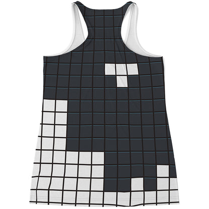 White Brick Puzzle Video Game Print Women's Racerback Tank Top