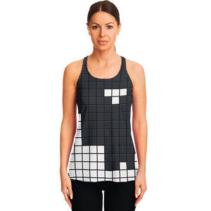 White Brick Puzzle Video Game Print Women's Racerback Tank Top