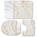 White Brown Grunge Marble Print 3 Piece Bath Mat Set