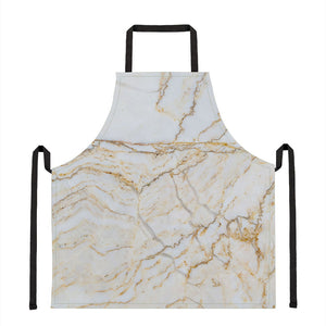 White Brown Grunge Marble Print Apron