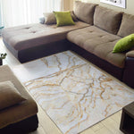 White Brown Grunge Marble Print Area Rug GearFrost