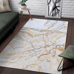 White Brown Grunge Marble Print Area Rug GearFrost