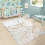 White Brown Grunge Marble Print Area Rug GearFrost