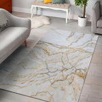 White Brown Grunge Marble Print Area Rug GearFrost