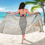 White Brown Grunge Marble Print Beach Sarong Wrap