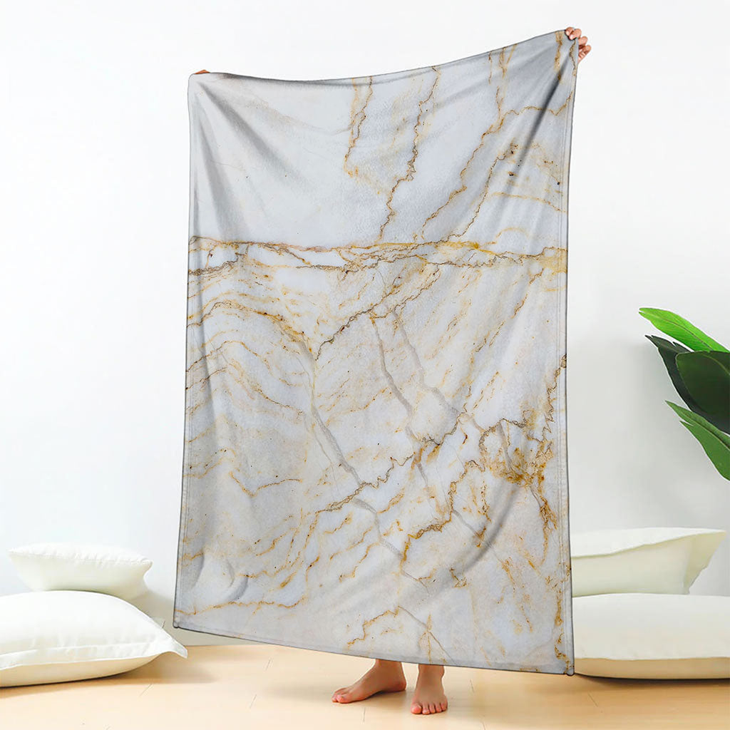 White Brown Grunge Marble Print Blanket