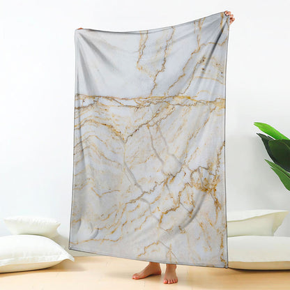 White Brown Grunge Marble Print Blanket