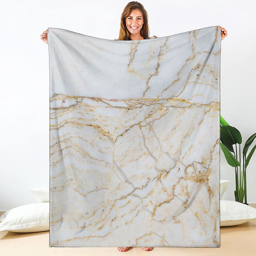 White Brown Grunge Marble Print Blanket