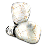White Brown Grunge Marble Print Boxing Gloves