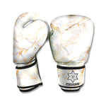 White Brown Grunge Marble Print Boxing Gloves