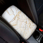 White Brown Grunge Marble Print Car Center Console Cover