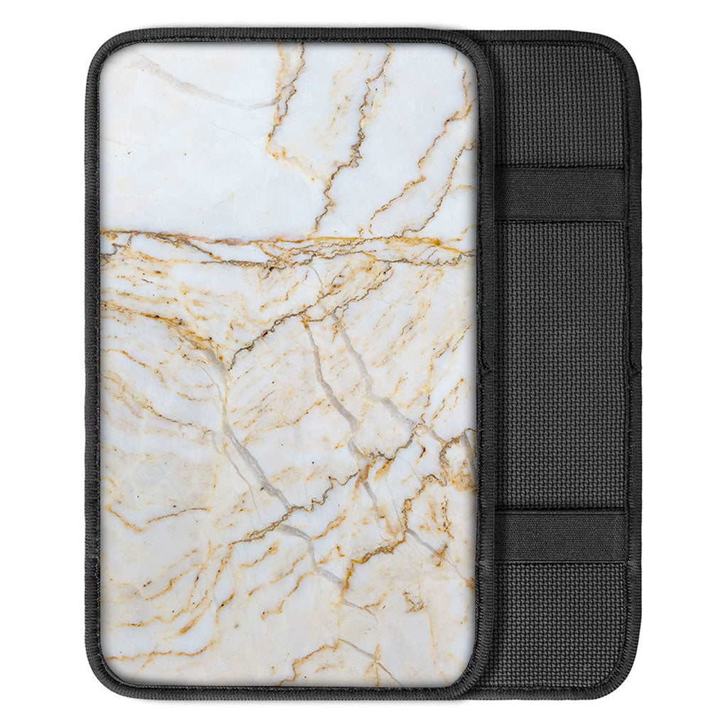 White Brown Grunge Marble Print Car Center Console Cover
