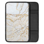 White Brown Grunge Marble Print Car Center Console Cover