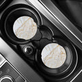 White Brown Grunge Marble Print Car Coasters
