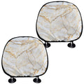 White Brown Grunge Marble Print Car Headrest Covers