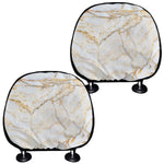 White Brown Grunge Marble Print Car Headrest Covers