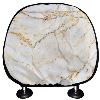 White Brown Grunge Marble Print Car Headrest Covers