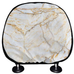 White Brown Grunge Marble Print Car Headrest Covers