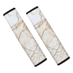 White Brown Grunge Marble Print Car Seat Belt Covers