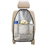 White Brown Grunge Marble Print Car Seat Organizers