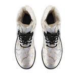 White Brown Grunge Marble Print Comfy Boots GearFrost