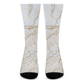 White Brown Grunge Marble Print Crew Socks