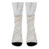 White Brown Grunge Marble Print Crew Socks