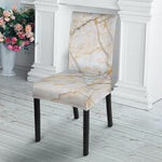 White Brown Grunge Marble Print Dining Chair Slipcover