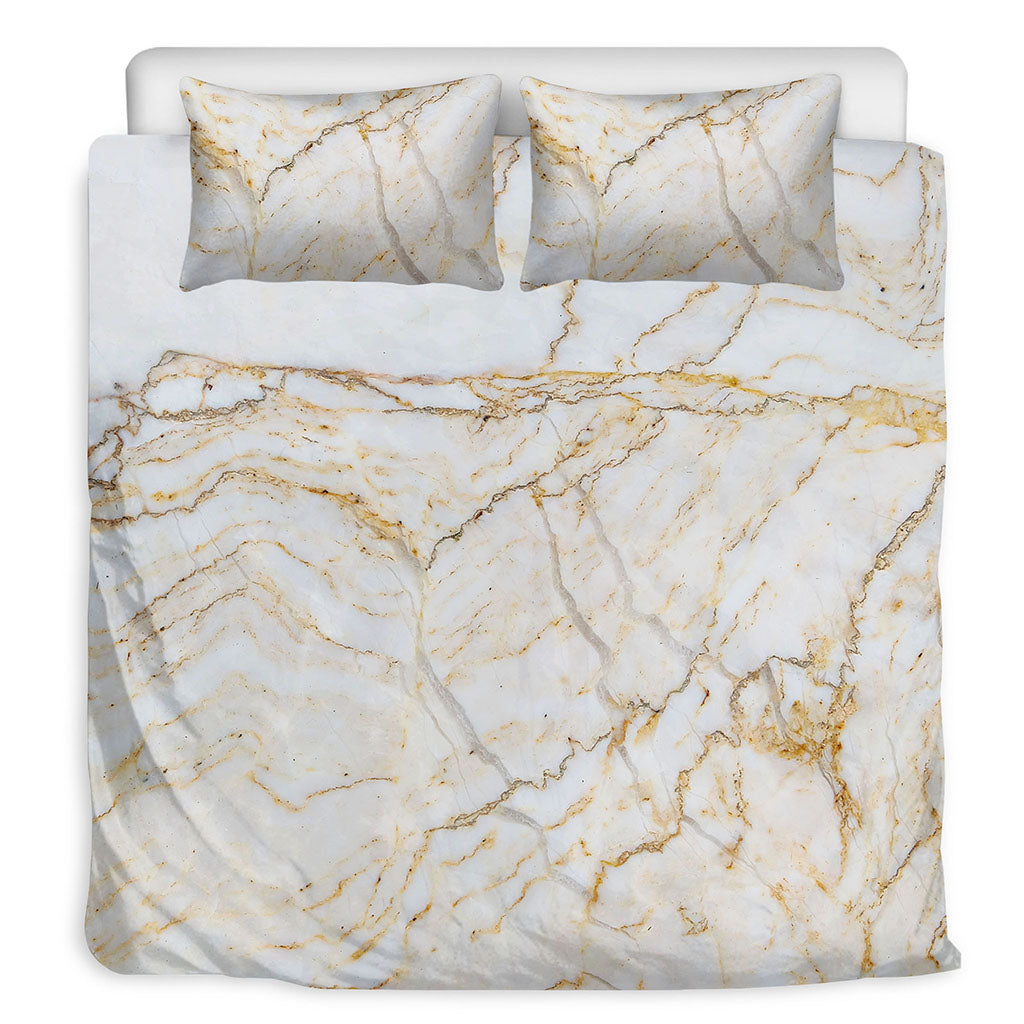 White Brown Grunge Marble Print Duvet Cover Bedding Set