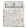 White Brown Grunge Marble Print Duvet Cover Bedding Set