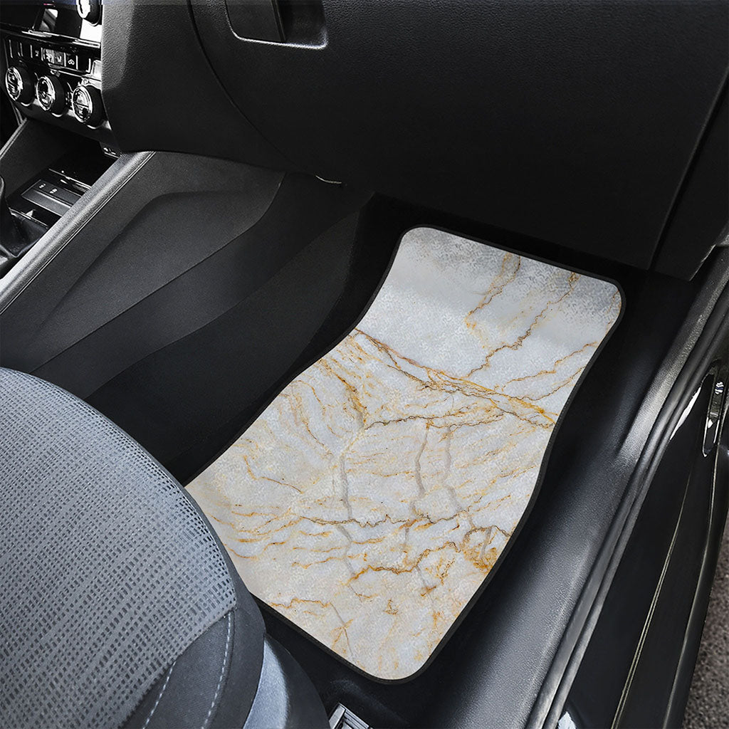 White Brown Grunge Marble Print Front and Back Car Floor Mats