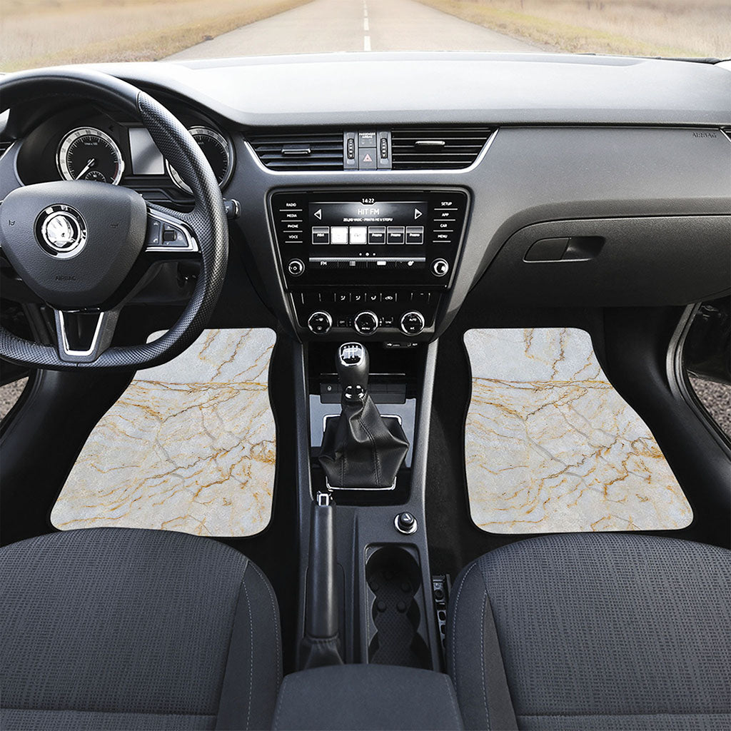 White Brown Grunge Marble Print Front Car Floor Mats