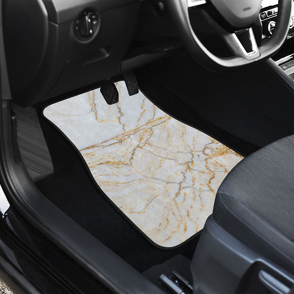 White Brown Grunge Marble Print Front Car Floor Mats