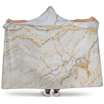 White Brown Grunge Marble Print Hooded Blanket