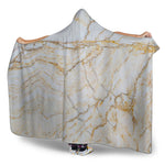 White Brown Grunge Marble Print Hooded Blanket