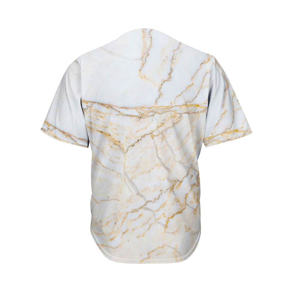 White Brown Grunge Marble Print Men's Baseball Jersey
