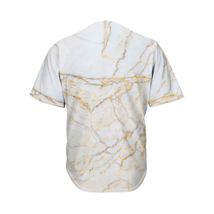 White Brown Grunge Marble Print Men's Baseball Jersey