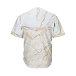 White Brown Grunge Marble Print Men's Baseball Jersey