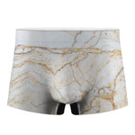 White Brown Grunge Marble Print Men's Boxer Briefs