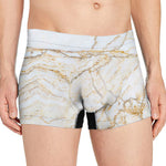 White Brown Grunge Marble Print Men's Boxer Briefs