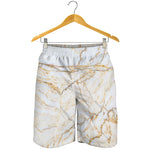 White Brown Grunge Marble Print Men's Shorts