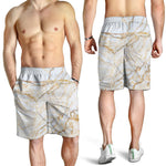 White Brown Grunge Marble Print Men's Shorts