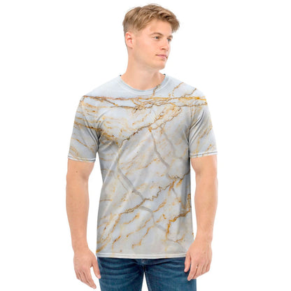White Brown Grunge Marble Print Men's T-Shirt