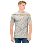 White Brown Grunge Marble Print Men's T-Shirt