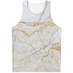 White Brown Grunge Marble Print Men's Tank Top