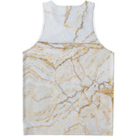 White Brown Grunge Marble Print Men's Tank Top