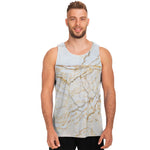 White Brown Grunge Marble Print Men's Tank Top