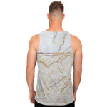White Brown Grunge Marble Print Men's Tank Top