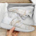 White Brown Grunge Marble Print Mesh Knit Shoes GearFrost