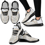 White Brown Grunge Marble Print Mesh Knit Shoes GearFrost